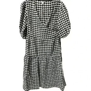 NWT Topshop Gingham Midi Wrap dress Monochrome Black and White Size 4